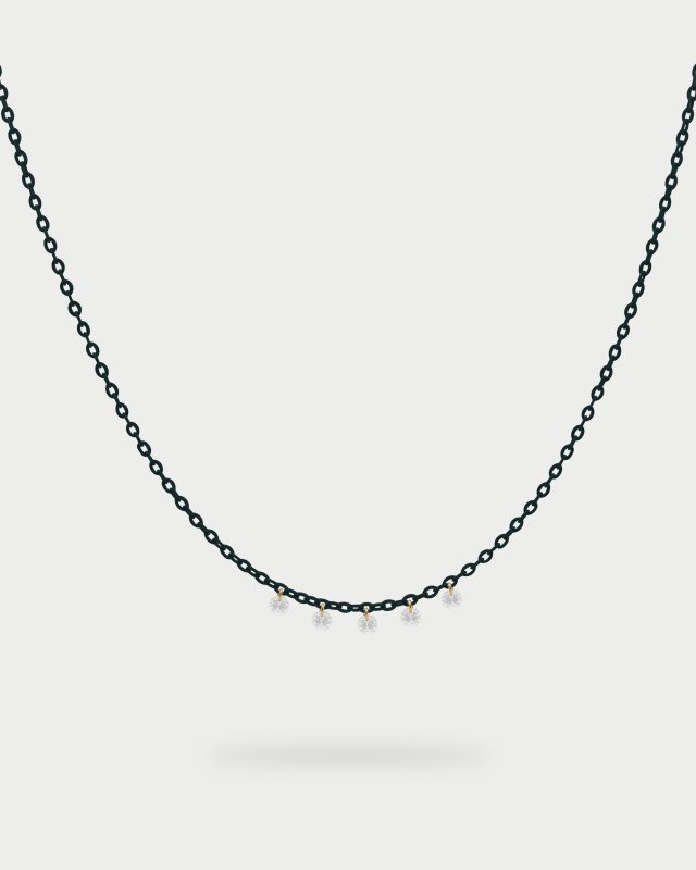 Girocollo catena verniciata e 5 zirconi - gr-031 m1 n au